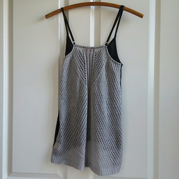Woodleigh Black Gray Flow Sheer Burnout Knit Cami - Picture 2 of 6